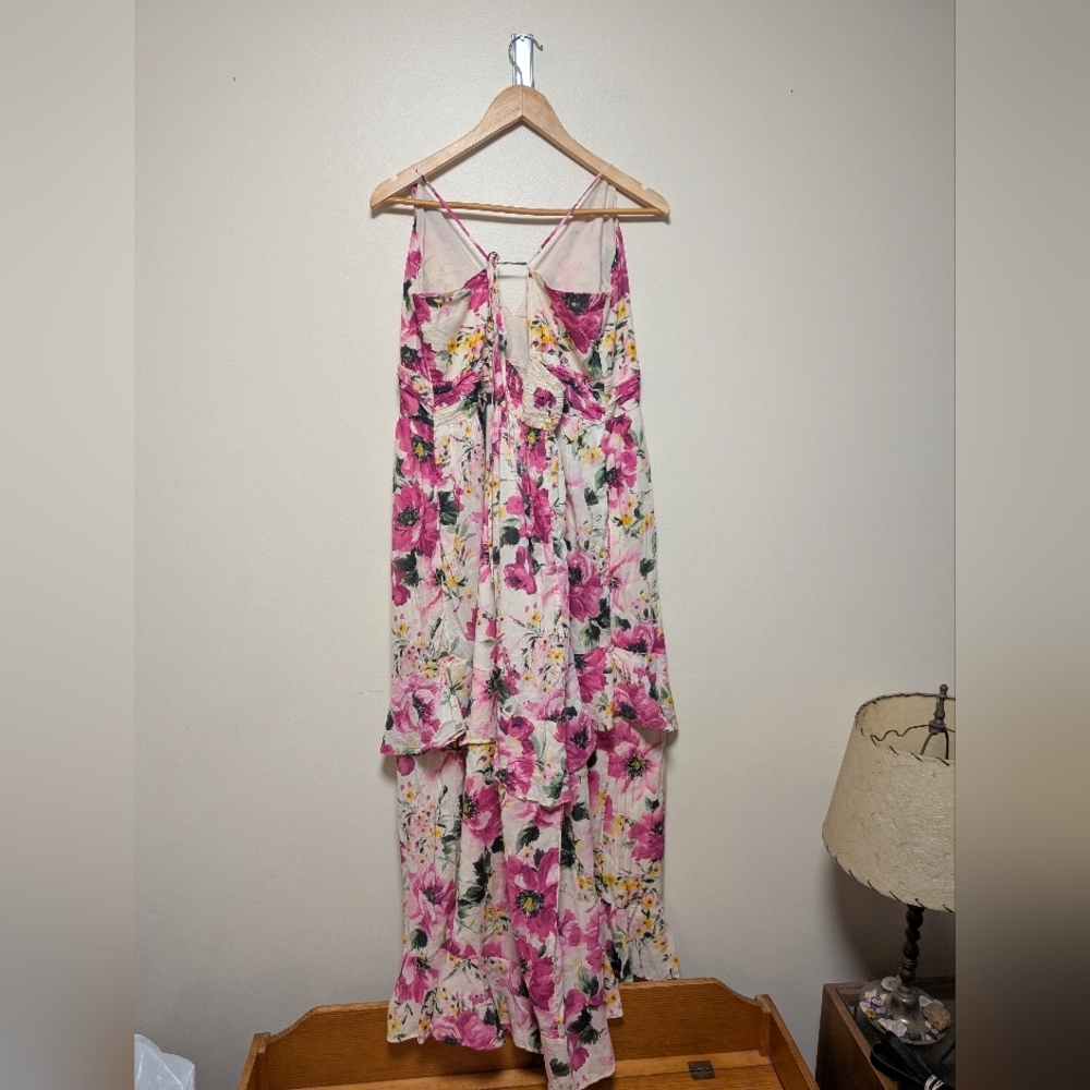 Abercrombie & Fitch Floral Maxi Dress Pink White Yellow Women’s XXLT - Picture 4 of 9